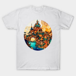 Art Nouveau Fantasy Castle City T-Shirt